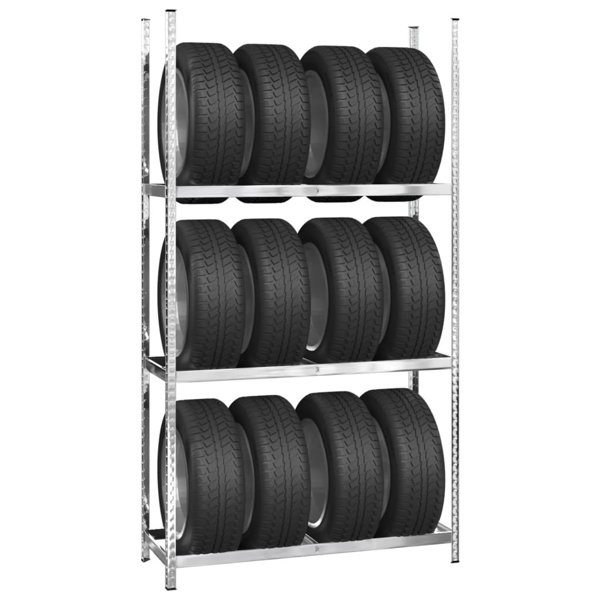 WFX Utility™ Richmute Wfx Utility 3Layer Tire Racks 4 Pcs Silver 43.3"X15.7"X78.7" Steel Wayfair